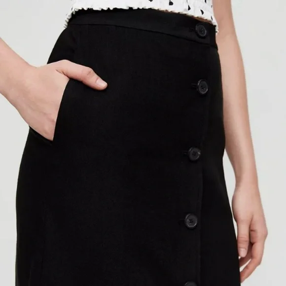 Aritzia Wilfred Charrière Button Front Linen Blend‎ Blaxn Midi Skirt - Picture 4 of 15